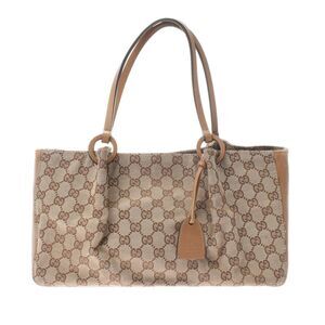 Authentic GUCCI Monogram Ring Canvas Leather Tote Bag - With Wallet & Tag